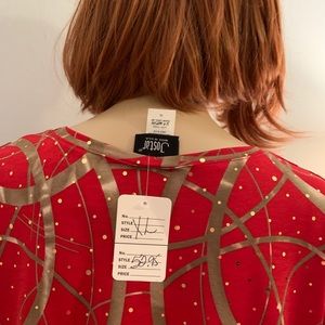 Boutique Tunic Red and gold NWT
